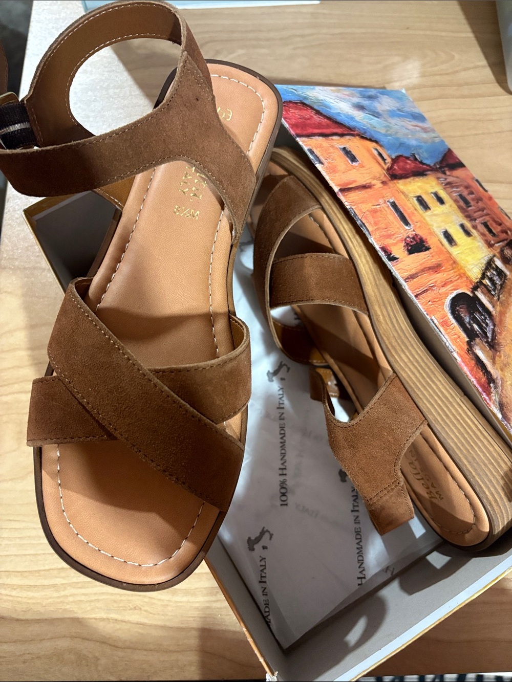 Women’s Brown Suede Strappy Wedge Sandals